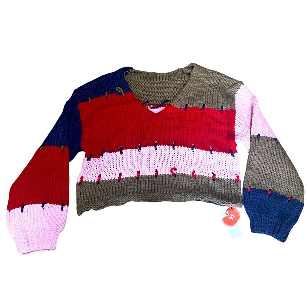 Cider Multicolor Crop Sweater knit 4x Plus Size Casual